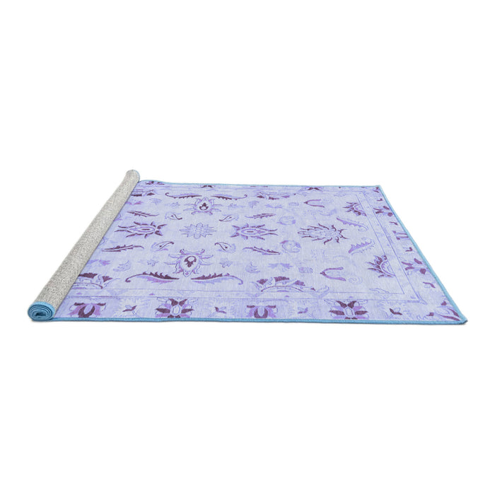 Sideview of Machine Washable Oriental Blue Traditional Rug, wshabs790blu