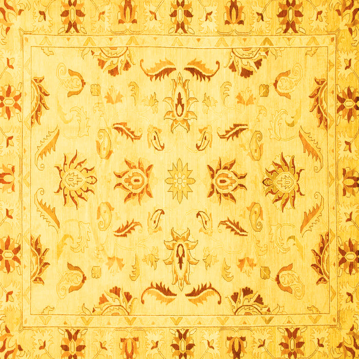 Square Machine Washable Oriental Yellow Traditional Rug, wshabs790yw