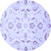 Round Oriental Blue Traditional Rug, abs790blu