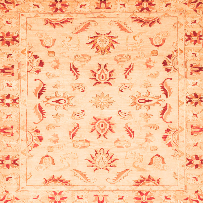 Square Oriental Orange Traditional Rug, abs790org