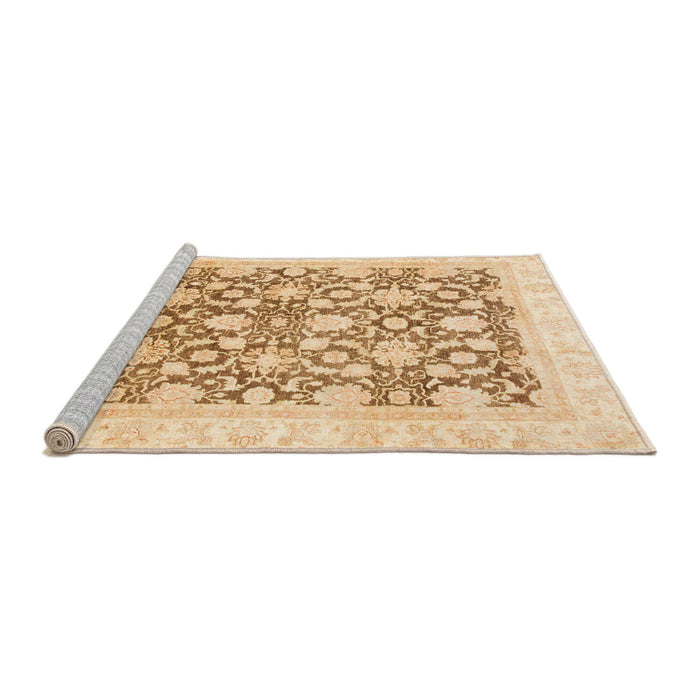 Sideview of Machine Washable Abstract Brown Gold Rug, wshabs791