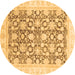 Round Oriental Brown Traditional Rug, abs791brn