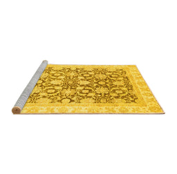 Sideview of Machine Washable Oriental Yellow Traditional Rug, wshabs791yw