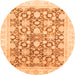 Round Machine Washable Oriental Orange Traditional Area Rugs, wshabs791org