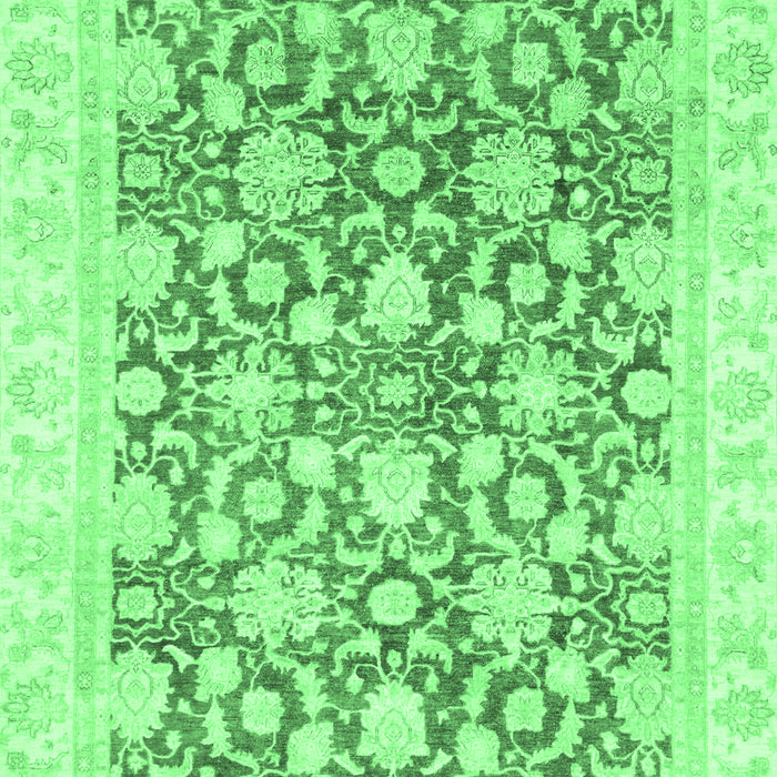 Machine Washable Oriental Emerald Green Traditional Area Rugs, wshabs791emgrn