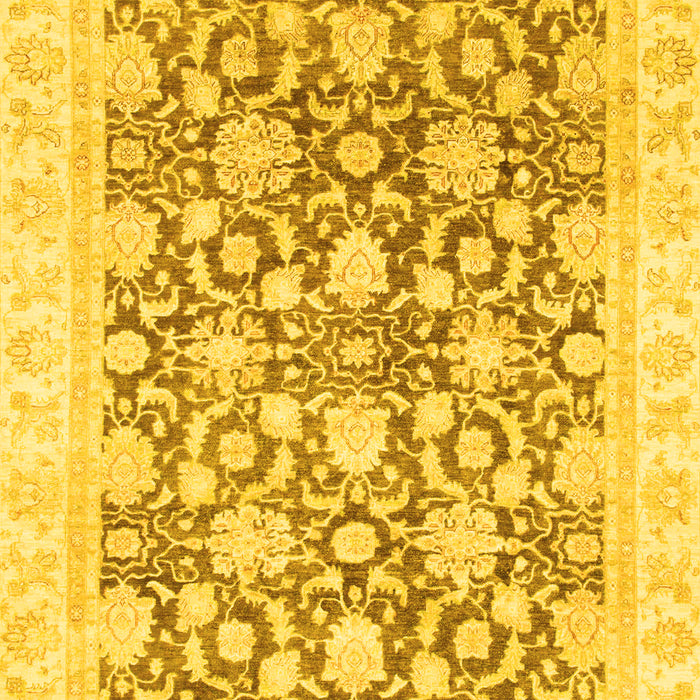 Machine Washable Oriental Yellow Traditional Rug, wshabs791yw