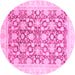 Round Oriental Pink Traditional Rug, abs791pnk