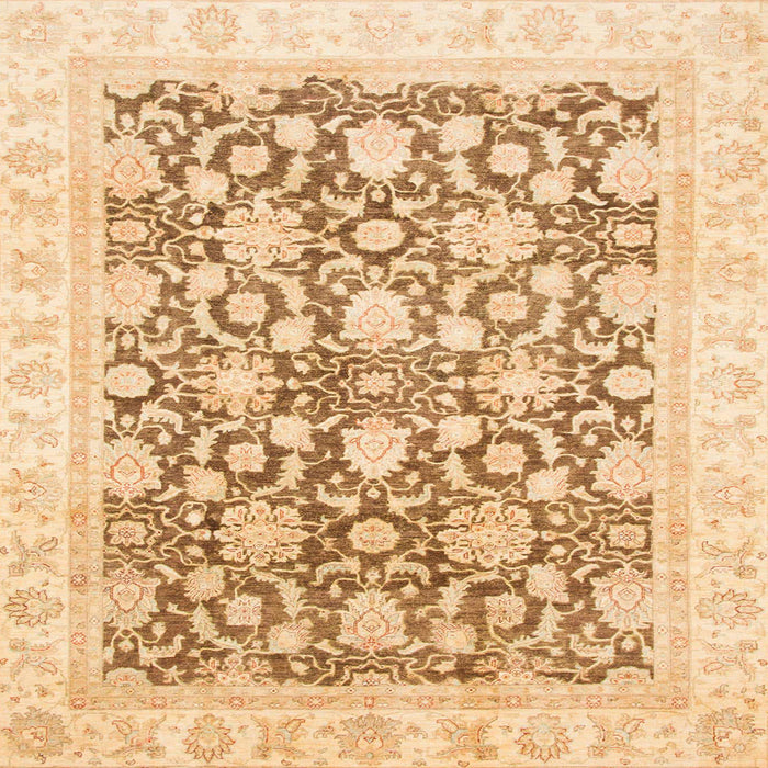 Square Machine Washable Abstract Brown Gold Rug, wshabs791