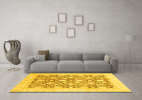 Machine Washable Oriental Yellow Traditional Rug, wshabs791yw