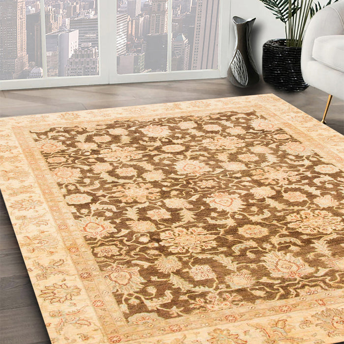 Machine Washable Abstract Brown Gold Rug in a Family Room, wshabs791
