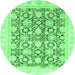 Round Oriental Emerald Green Traditional Rug, abs791emgrn