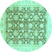 Round Oriental Turquoise Traditional Rug, abs791turq