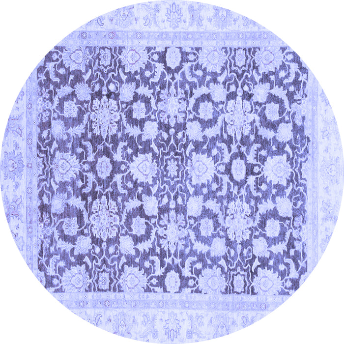 Round Oriental Blue Traditional Rug, abs791blu
