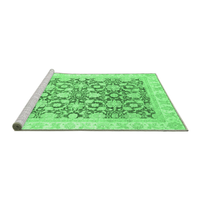 Sideview of Machine Washable Oriental Emerald Green Traditional Area Rugs, wshabs791emgrn