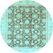 Round Oriental Light Blue Traditional Rug, abs791lblu