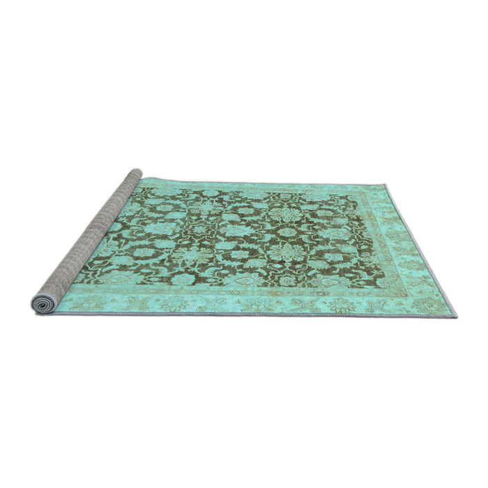 Sideview of Machine Washable Oriental Light Blue Traditional Rug, wshabs791lblu