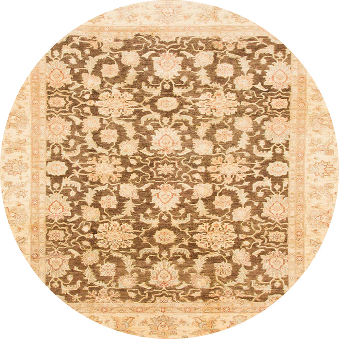 Round Machine Washable Abstract Brown Gold Rug, wshabs791