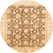 Round Machine Washable Abstract Brown Gold Rug, wshabs791