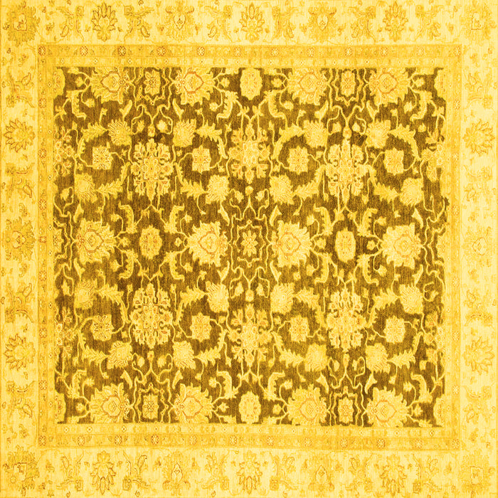 Square Oriental Yellow Traditional Rug, abs791yw