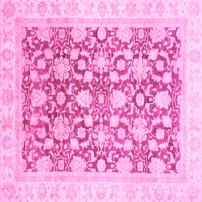 Square Machine Washable Oriental Pink Traditional Rug, wshabs791pnk