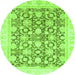 Round Oriental Green Traditional Rug, abs791grn