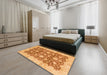 Abstract Orange Oriental Rug in a Bedroom, abs792