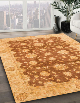 Abstract Orange Oriental Rug in Family Room, abs792