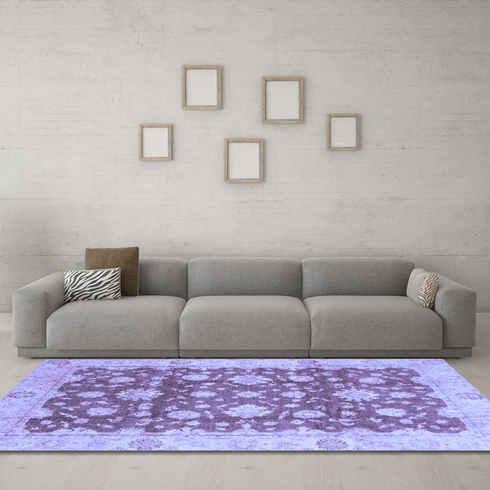 Machine Washable Oriental Blue Traditional Rug in a Living Room, wshabs792blu