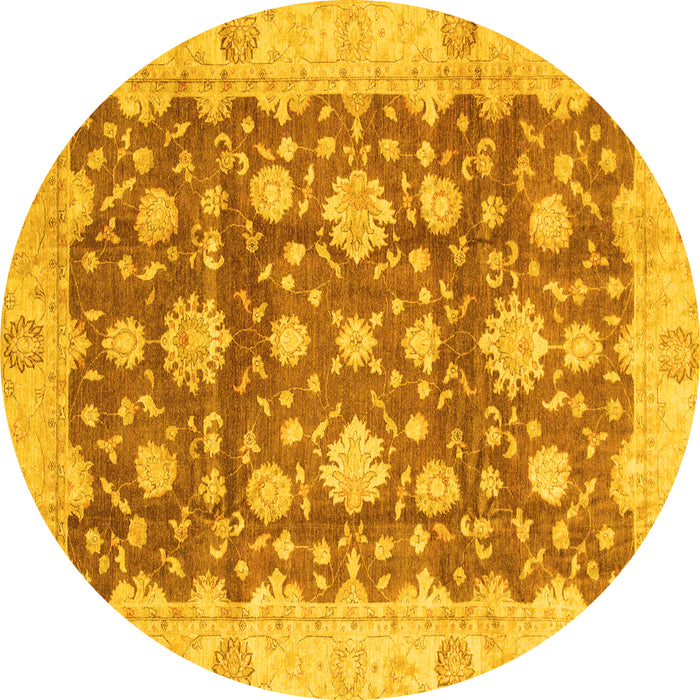 Round Oriental Yellow Traditional Rug, abs792yw
