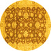 Round Oriental Yellow Traditional Rug, abs792yw