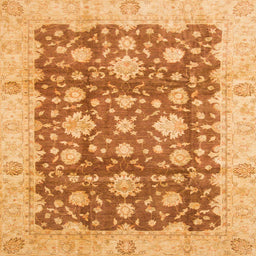 Square Abstract Orange Oriental Rug, abs792