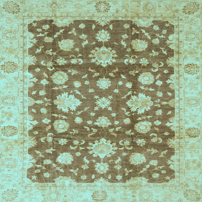 Square Machine Washable Oriental Light Blue Traditional Rug, wshabs792lblu