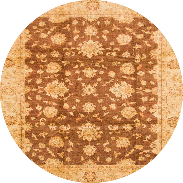 Round Machine Washable Abstract Orange Rug, wshabs792