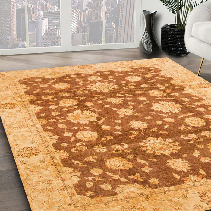 Abstract Orange Oriental Rug in Family Room, abs792