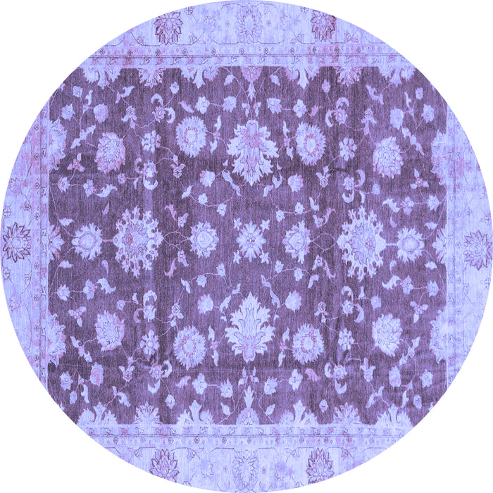 Round Machine Washable Oriental Blue Traditional Rug, wshabs792blu