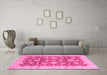 Machine Washable Oriental Pink Traditional Rug in a Living Room, wshabs792pnk