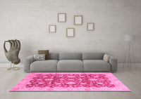 Machine Washable Oriental Pink Traditional Rug, wshabs792pnk