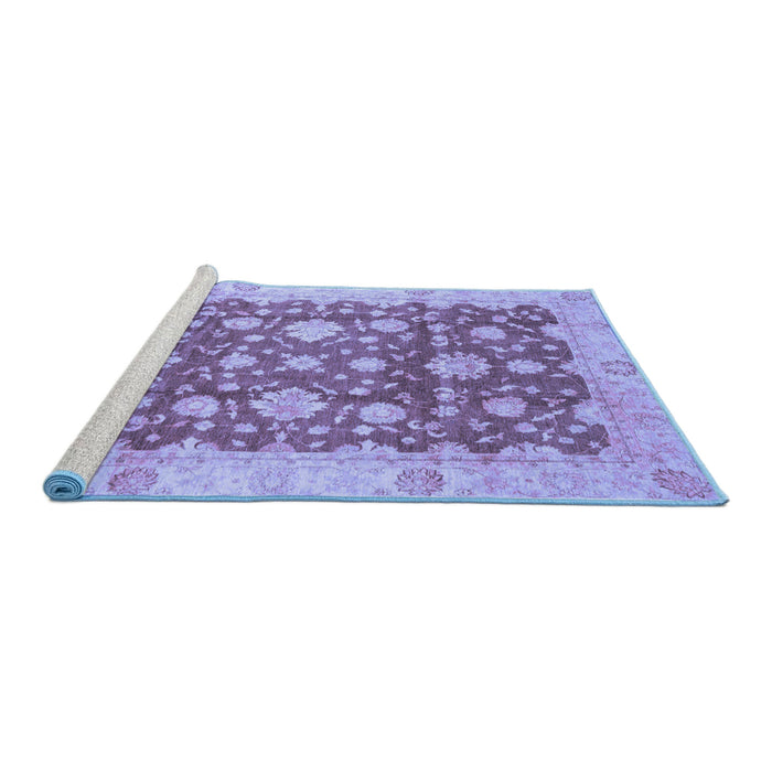 Sideview of Machine Washable Oriental Blue Traditional Rug, wshabs792blu