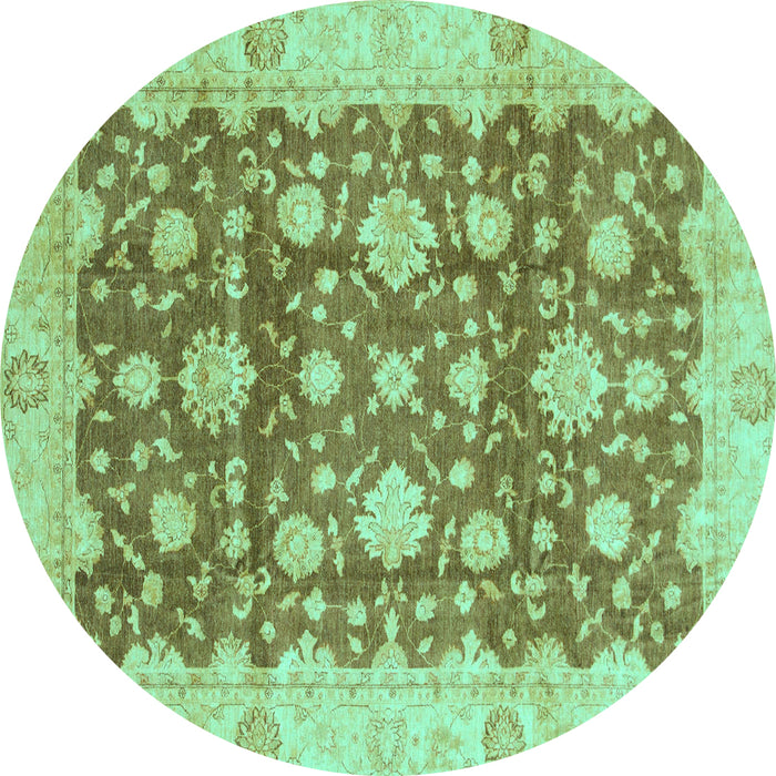Round Oriental Turquoise Traditional Rug, abs792turq