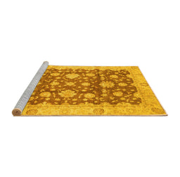Sideview of Machine Washable Oriental Yellow Traditional Rug, wshabs792yw