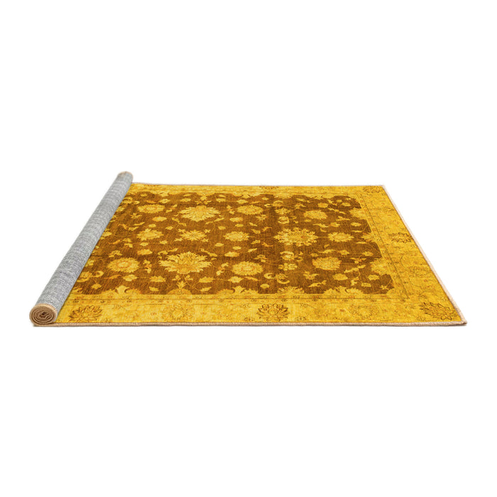 Sideview of Machine Washable Oriental Yellow Traditional Rug, wshabs792yw