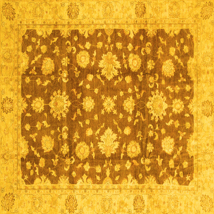 Square Machine Washable Oriental Yellow Traditional Rug, wshabs792yw