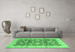 Machine Washable Oriental Emerald Green Traditional Area Rugs in a Living Room,, wshabs792emgrn