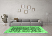 Machine Washable Oriental Emerald Green Traditional Rug, wshabs792emgrn