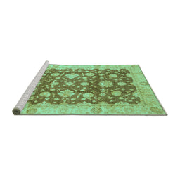 Sideview of Machine Washable Oriental Turquoise Traditional Area Rugs, wshabs792turq