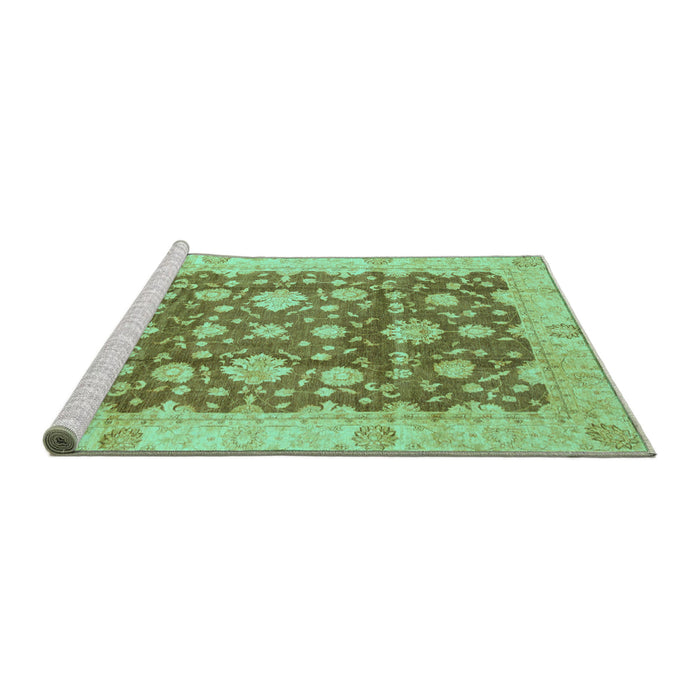 Sideview of Machine Washable Oriental Turquoise Traditional Area Rugs, wshabs792turq