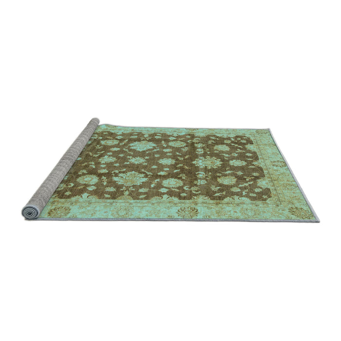 Sideview of Machine Washable Oriental Light Blue Traditional Rug, wshabs792lblu
