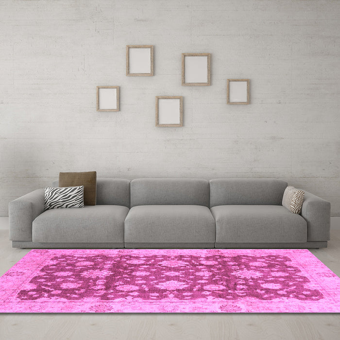 Machine Washable Oriental Purple Traditional Area Rugs in a Living Room, wshabs792pur