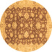 Round Oriental Brown Traditional Rug, abs792brn