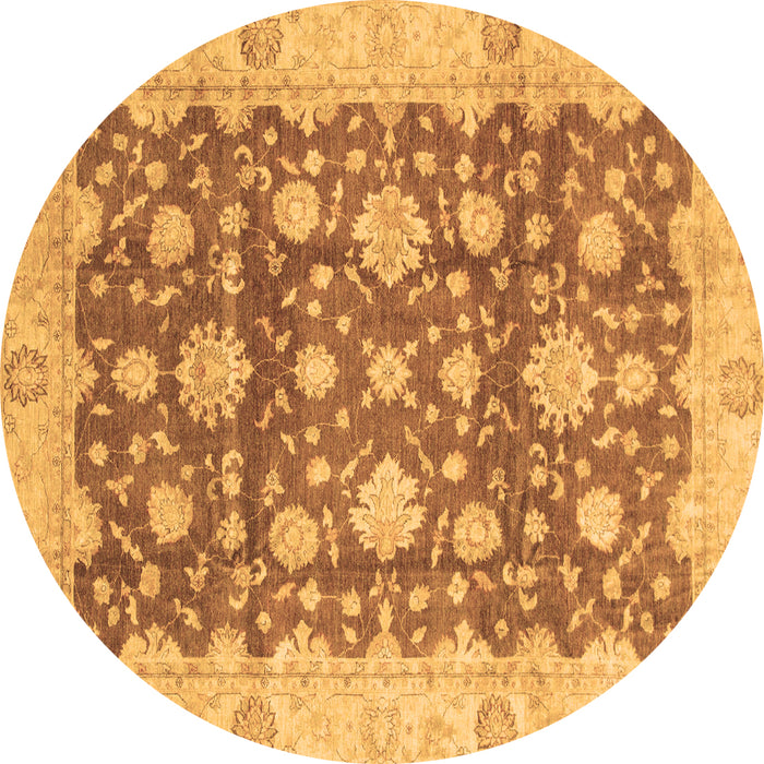 Round Machine Washable Oriental Brown Traditional Rug, wshabs792brn